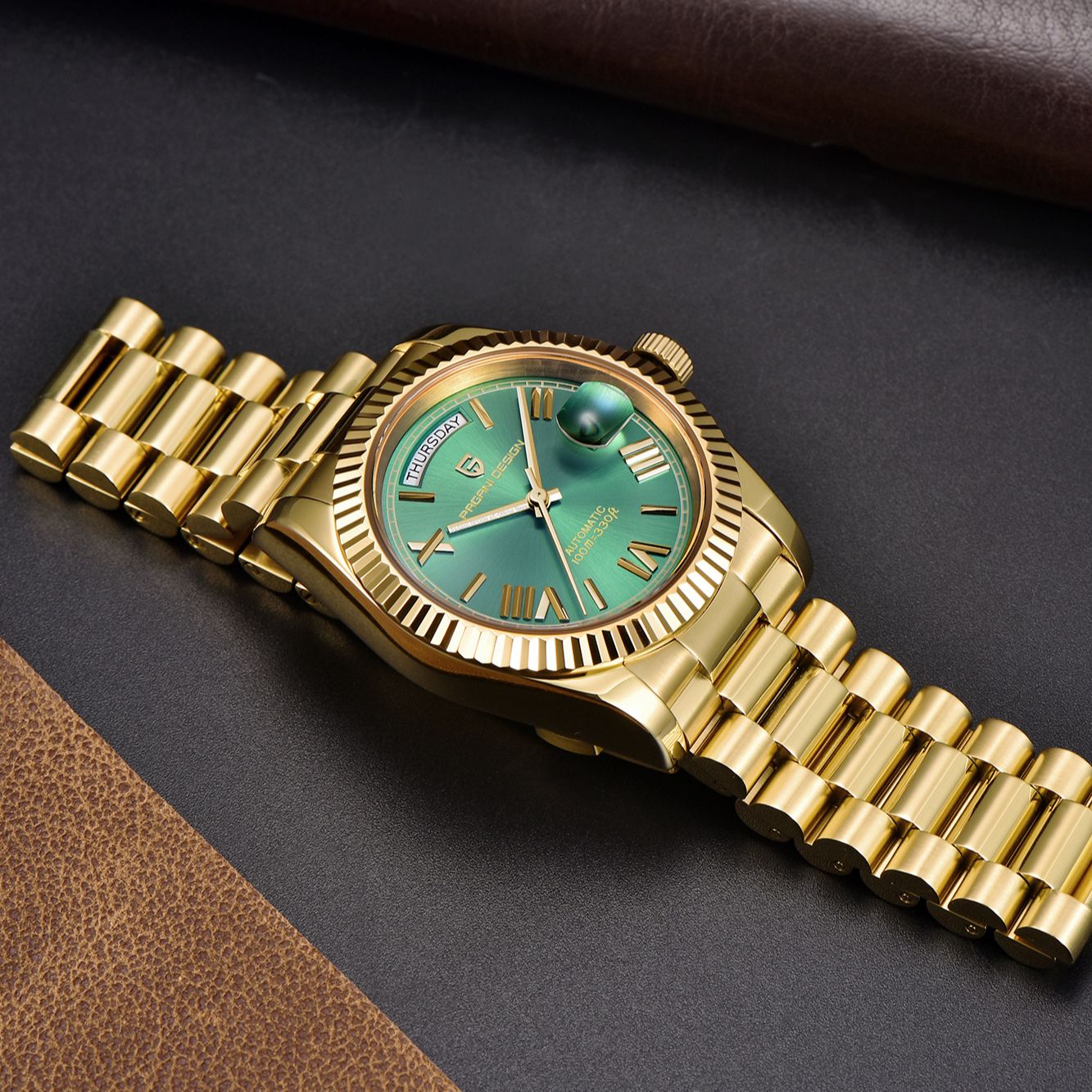 PAGANI DESIGN DD36 Gold Green V2 Męskie zegarki mechaniczne Luksusowy automatyczny zegarek dla mężczyzn 2024 Nowy zegarek na rękę ze szkła szafirowego AR