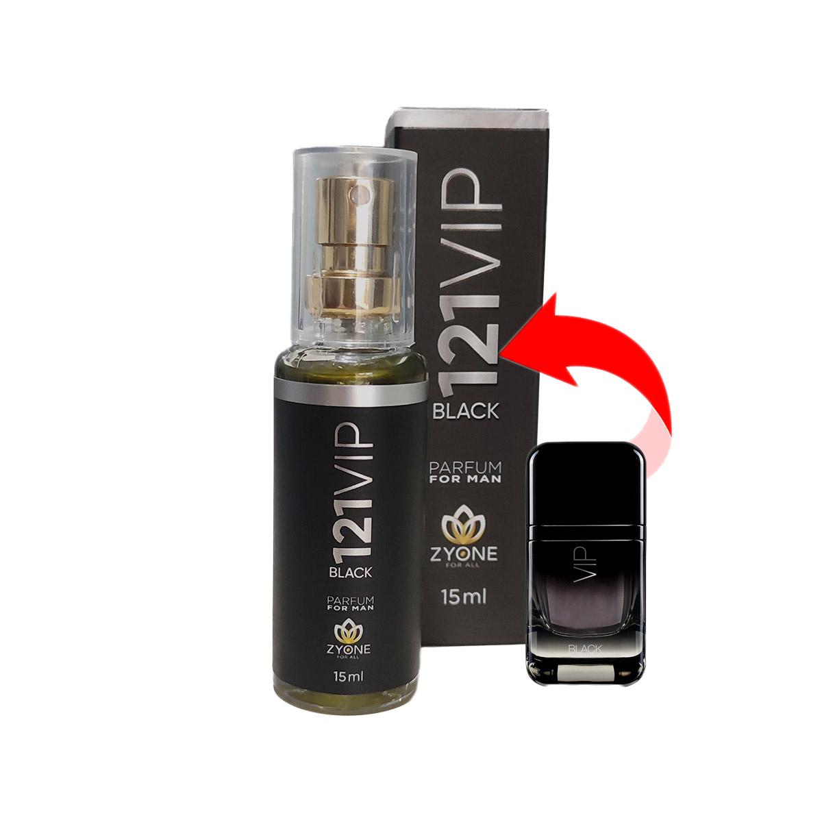Perfume Masculino Zyone 121 Vip Black 15ML Eau de Parafum Alta Fixação Importado Envio Nacional
