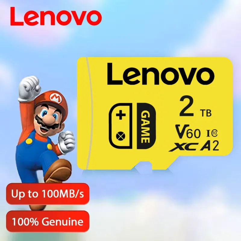 Tarjeta de memoria Lenovo Micro TF sd de 2TB, microSDXC para Nintendo Switch, almacenamiento de juegos, 128GB de hasta 100Mb/s, tarjeta de memoria con interruptor de 512GB