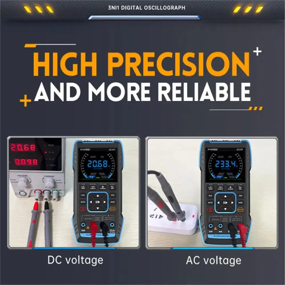 FNIRSI 2C23T 2C53T Aggiornamento 50MHz Oscilloscopio digitale portatile Multimetro Generatore di segnale 3 in 1 Strumenti automobilistici a doppio canale