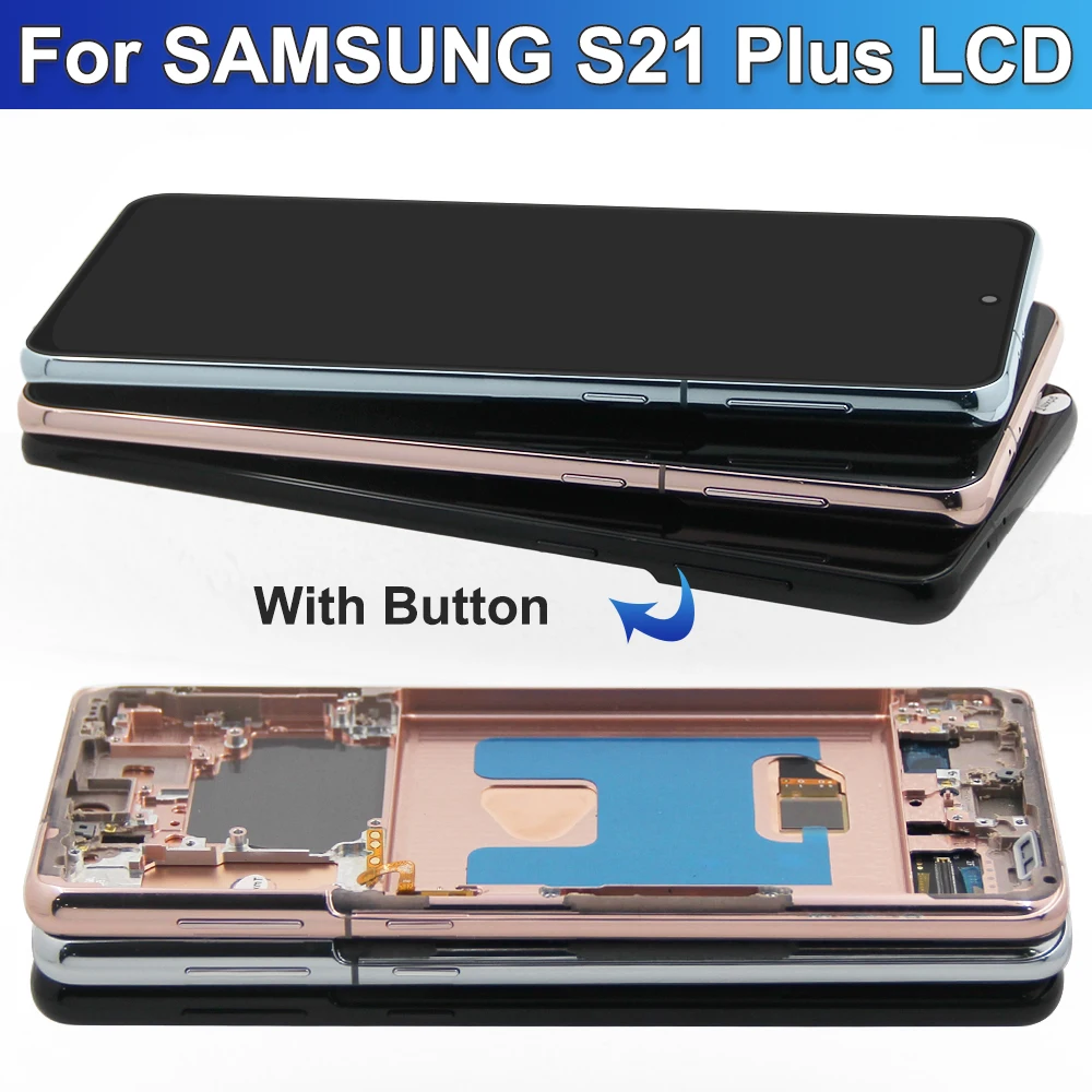 Tela super amoled de 6.7 polegadas s21 plus para samsung galaxy s21p 5g display lcd g996b g996b/ds substituição de tela de toque digital + moldura