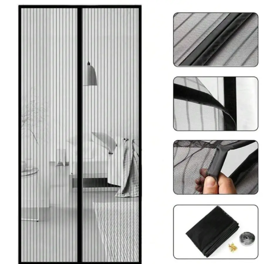 90cm*210cm Mosquitera magnética para puerta, cortina de malla con cierre automático, malla mágica para cocina en verano
