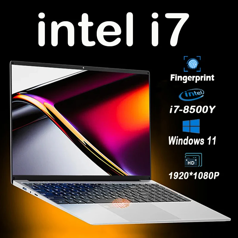 Computer portatile Intel i7 da 15,6 pollici con sblocco delle impronte digitali Computer Intel Core i7 8500Y Windows 11 Pro 16 GB di RAM 1 TB 2 TB SSD laptop Computer da studio