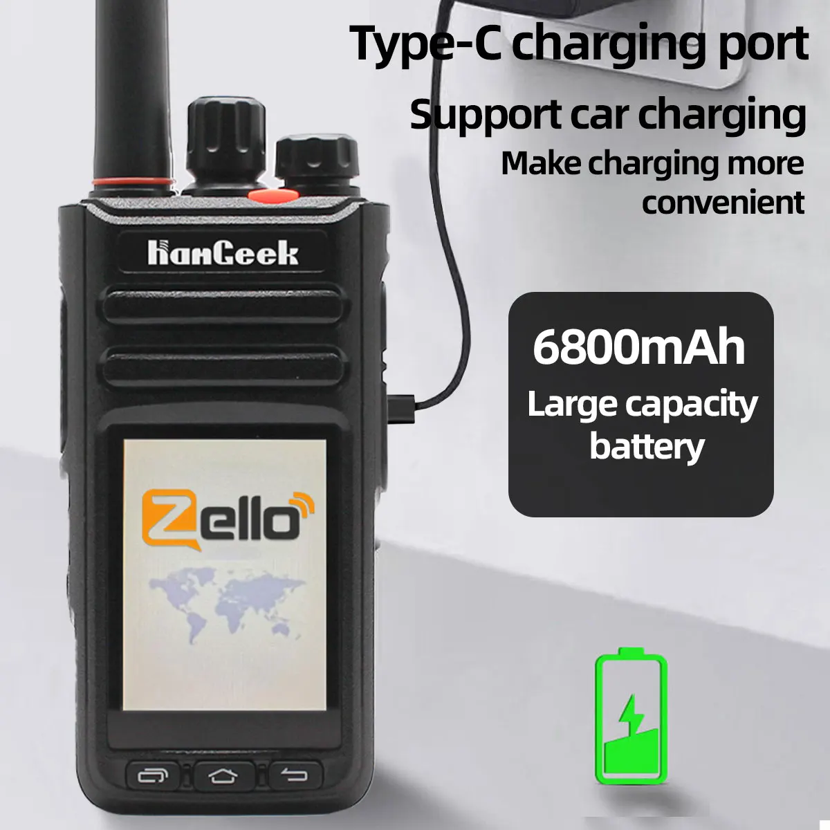 Hangeek t82 zello 2g/3g/4g Walkie Talkie mit Touchscreen unterstützt WLAN Bluetooth Public Network Intercom