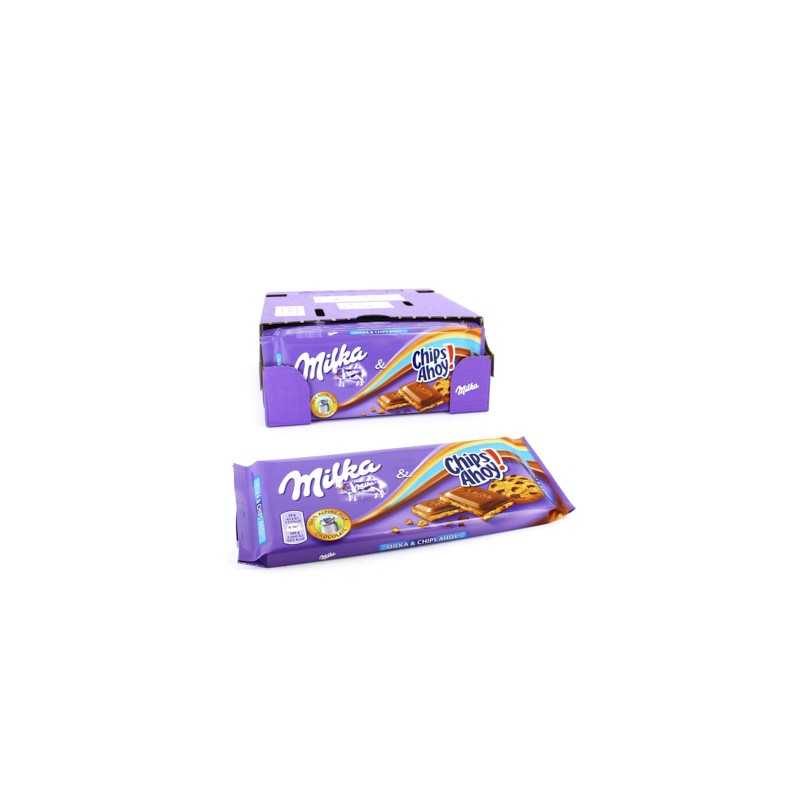 Milka chips comprimidos ahoy-caixa de 100 gramas comprimidos de chocolate ao leite-Embalagem de 22 unidades-deliciosos comprimidos chocolate sabor chips ahoy experimentar sua mistura crocante de sabores!