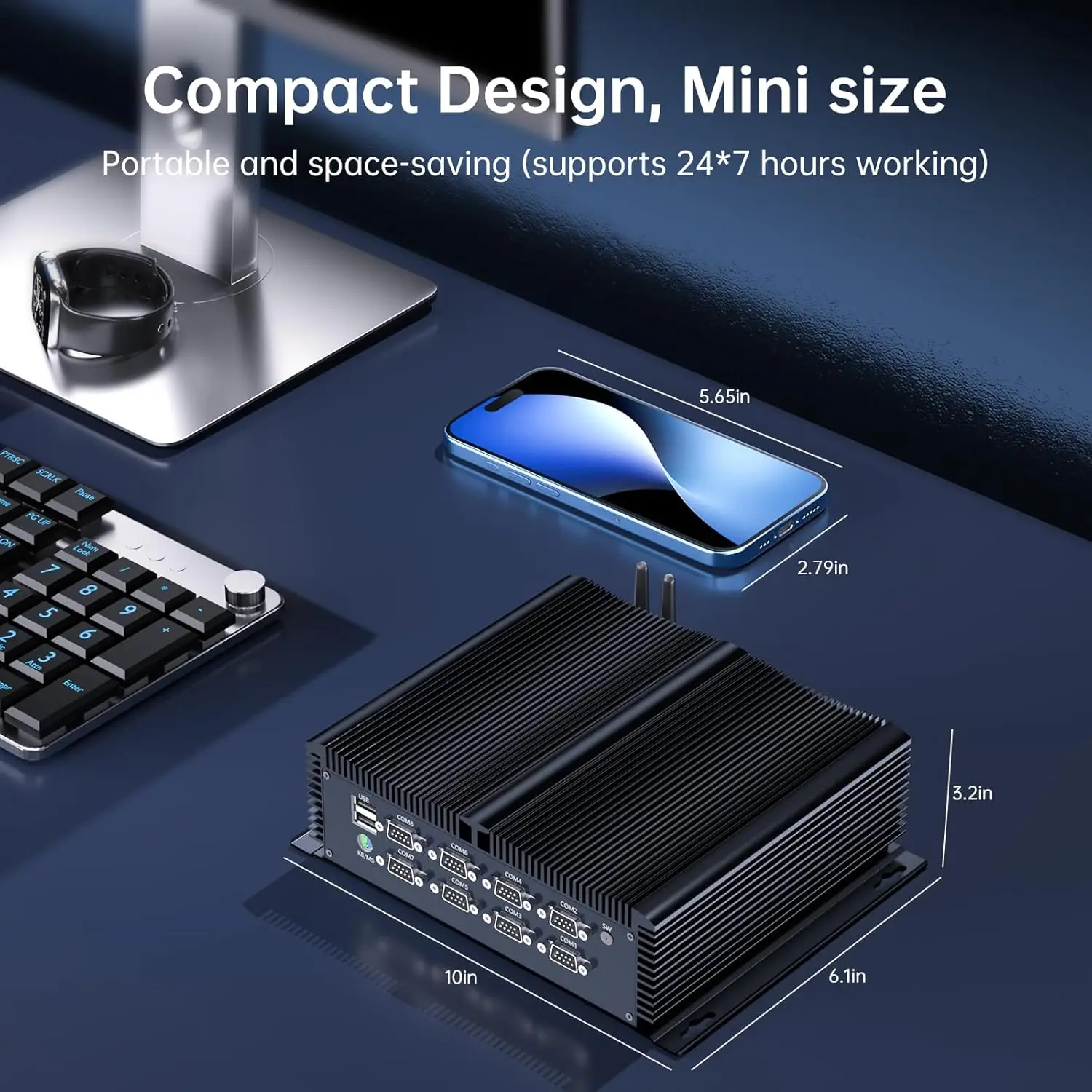 Partaker Fanless Industrial Mini PC Intel i7 1355U i5 1335U 3x2.5G LAN 2xDDR5 PCIe4.0 8xCOM GPIO SATA Firewall NAS Computer