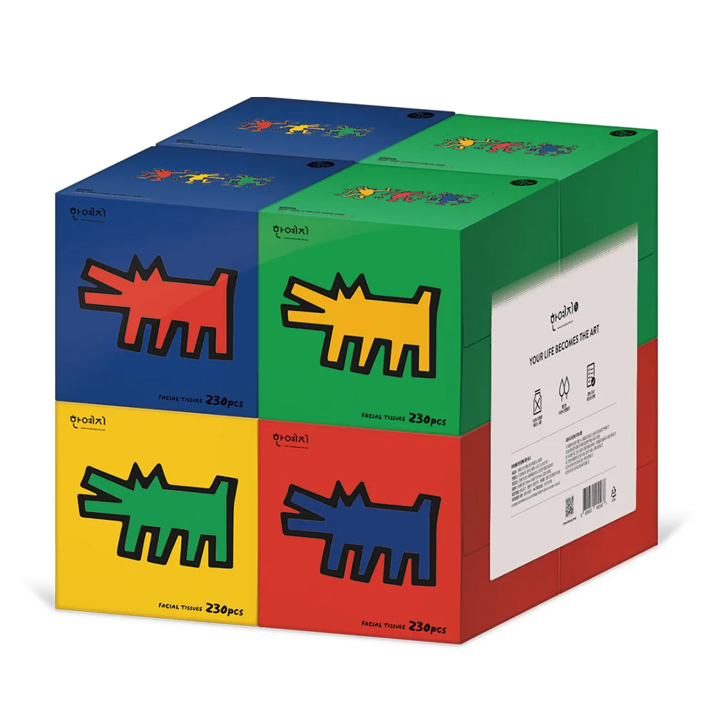 한예지 키스해링 큐브 CUBE 천연펄프 미용티슈 230매 8입 1팩
