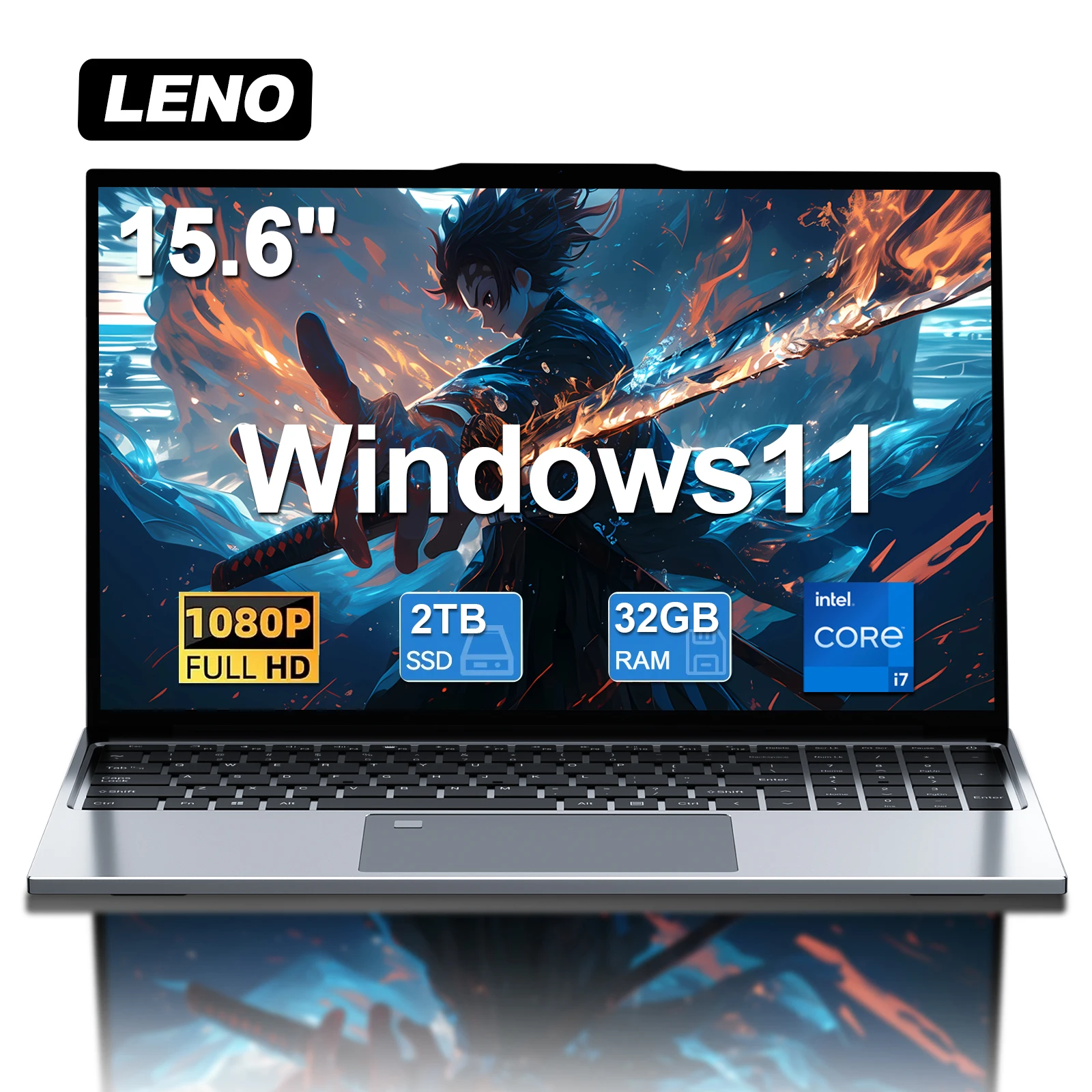 Laptop da 15.6 "Ultra Slim Intel Core i7-6500U Notebook 32 GB di RAM 2048 GB SSD Gamer Windows 11 1920 * 1080 Display Computer da studio per ufficio