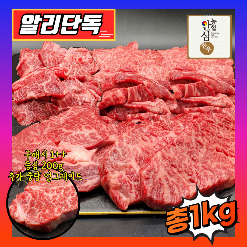1++한우 고급구이세트 1kg (등심400/채끝300/특수모둠300)