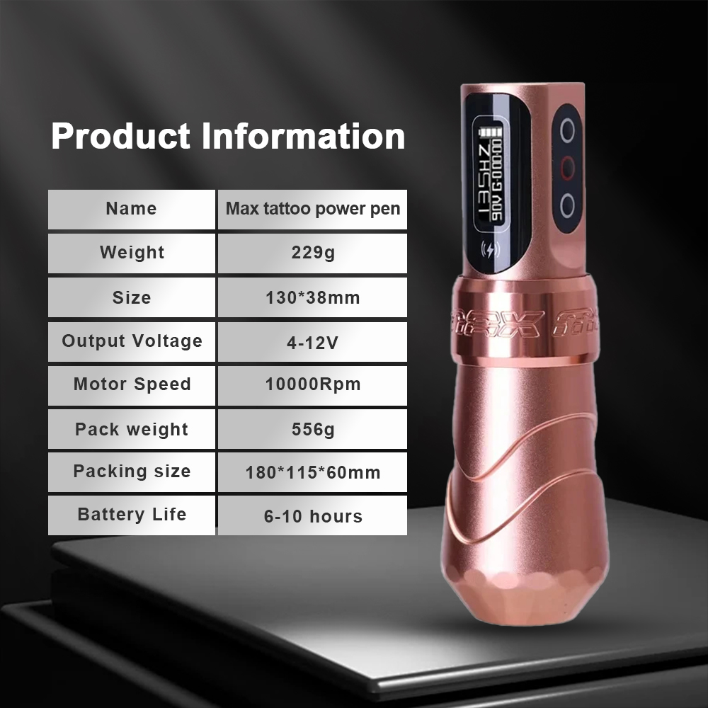 YILONG MAX タトゥーマシンカートリッジペン 2400mAh 大容量バッテリーコアレスモーターペンマシンタトゥーアーティスト用