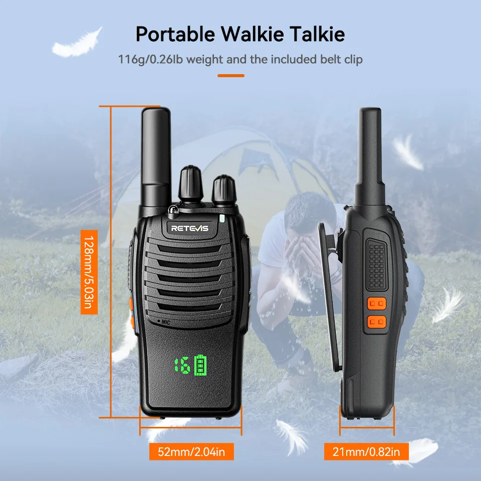 Retevis H777H Portable Two-Way Radio Hidden Display Walkie-Talkie PMR/FRS Communication for Camping 1/2 PCS Set