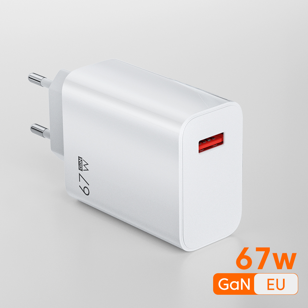 Cargador de carga rápida de 67W tipo C para Oneplus Xiaomi iPhone Huawei teléfonos universales enchufe UE/EE. UU./Reino Unido toma de corriente de viaje