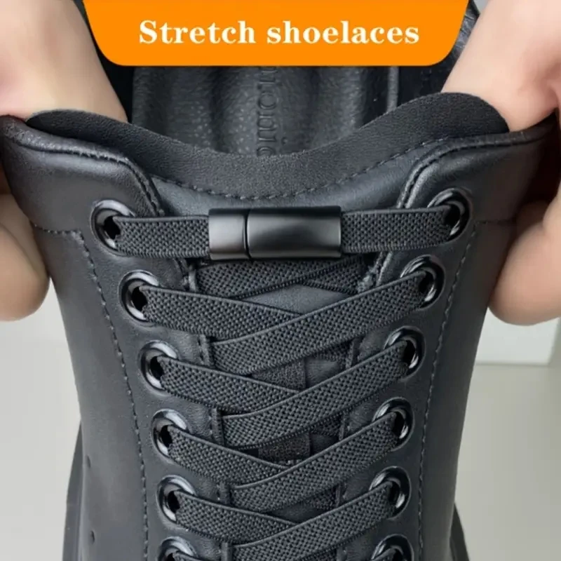 Cordones de bloqueo magnético sin corbatas, cordones elásticos planos, zapatillas, botas, cordones sin atar, bandas de goma para accesorios de zapatos