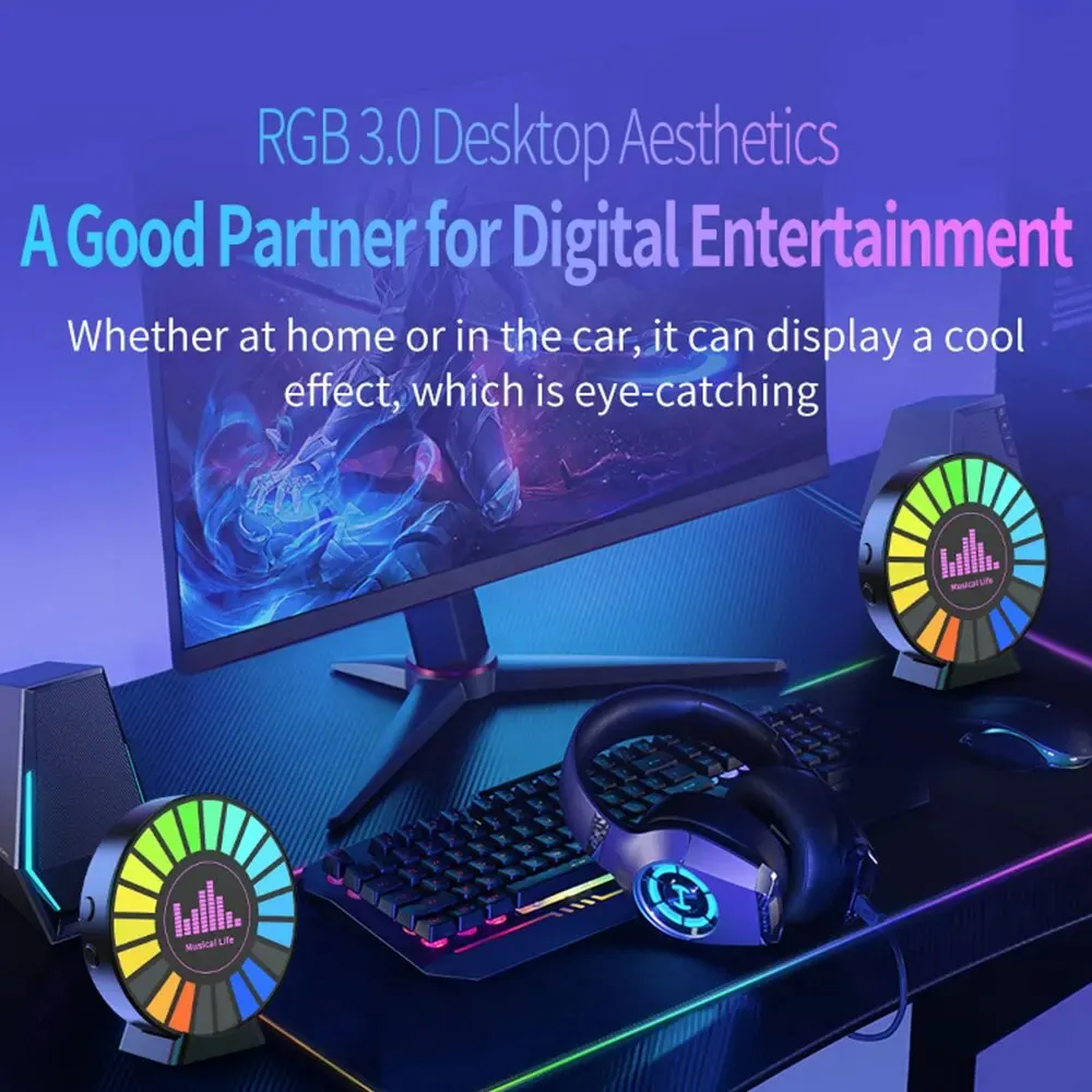 Luz Led con Control de sonido y música, lámpara de ritmo RGB, luz ambiental para coche, tira automotriz ajustable para fiestas familiares de automóviles