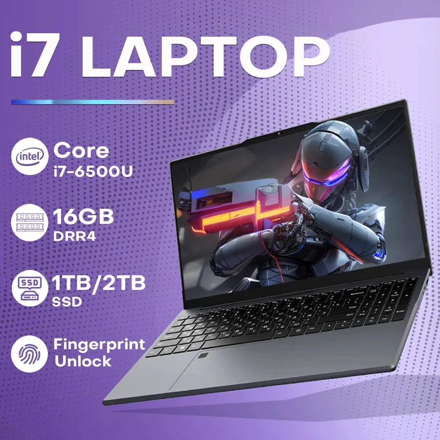 15,6" ultraslanke draagbare i7 Windows 11 Intel Core i7 6500U laptopcomputer 16GB DDR4 1TB SSD Notebook PC WiFi 5 Gaming-laptops