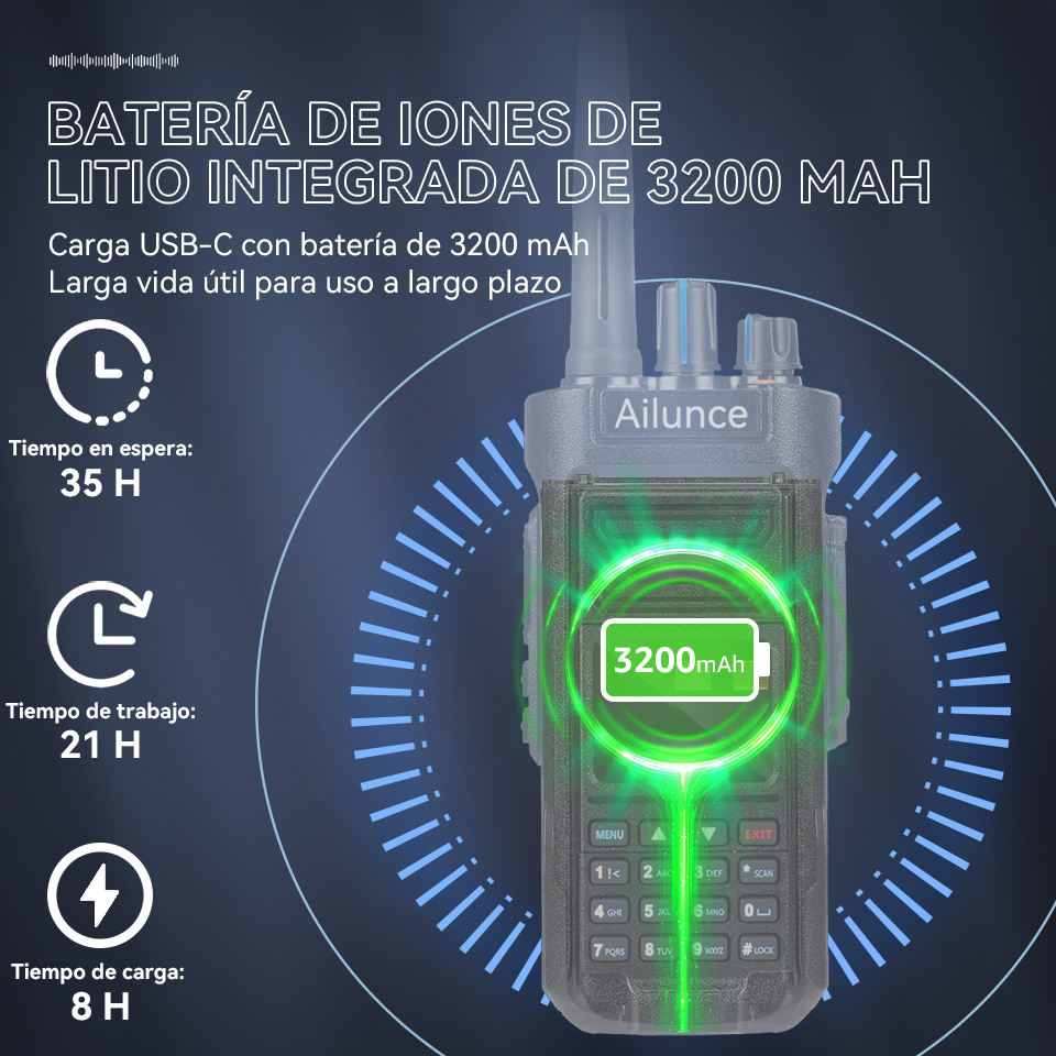 Retevis Ailunce HD2 walkie talkie DMR digital walkie tolkie largo alcance profesional emisora radioaficionado Compatible con Bluetooth walkie-talkies UHF VHF ham radio caza comunicación Resistente al agua IP67