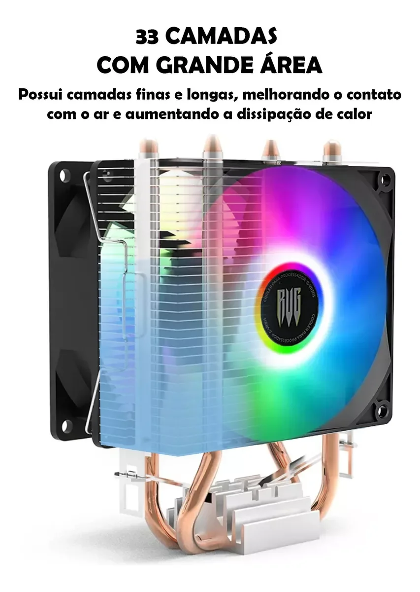 Air Cooler Processador Duplo PC CPU RGB Intel AMD Universal Sistema de Refrigeração G-VR342 Eficiência e Desempenho Ideal Gaming
