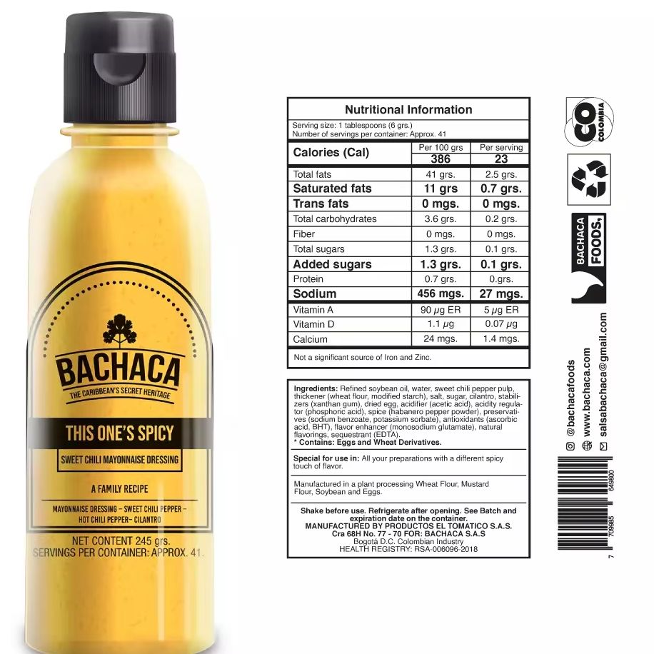 Bachaca Spicy Sweet Chili Mayonnaise 8,8 Oz (Pack of 2)