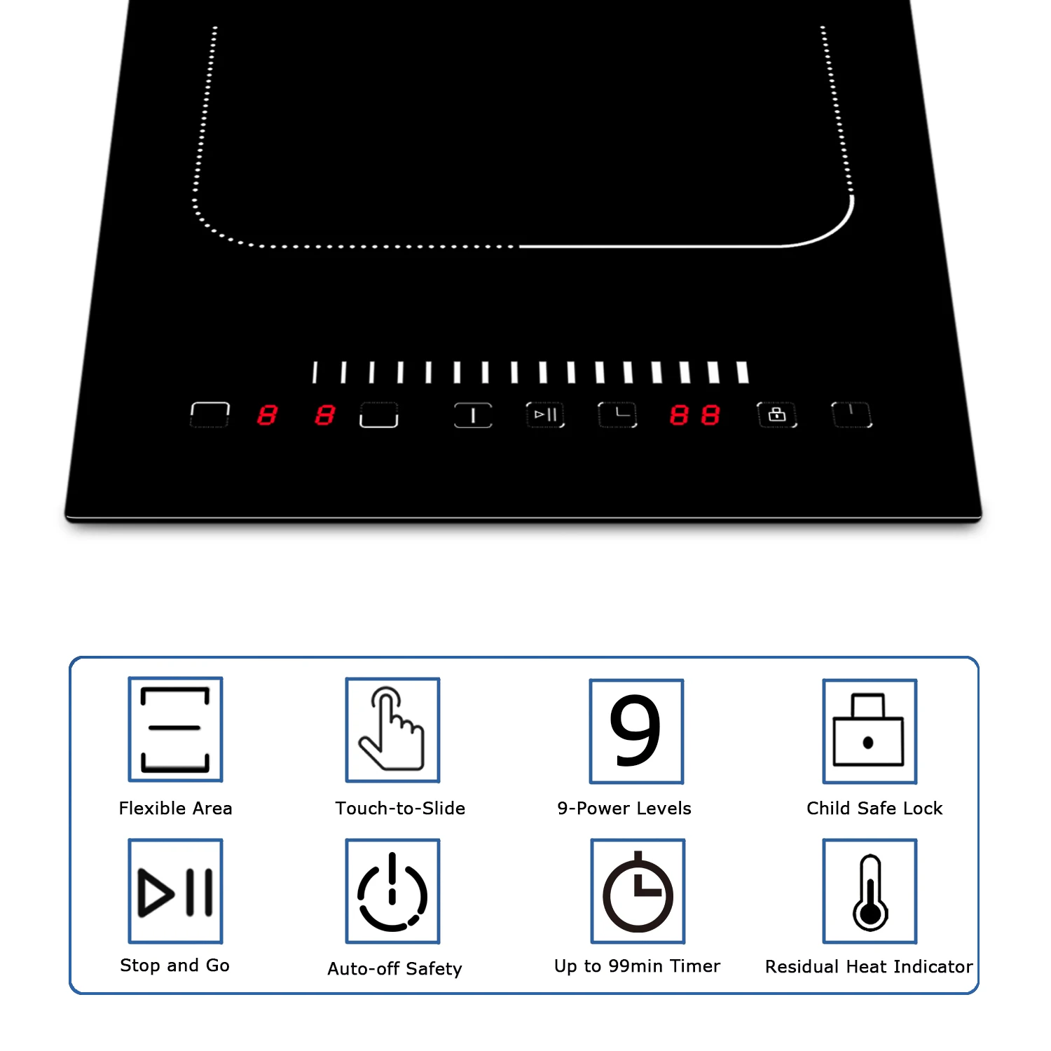 Plaque Induction 2 Feux, Karinear Plaque de Cuisson à Induction 2 Foyers, Table de Cuisson électrique Encastrable avec Prise, 3500 W, Verre Noir