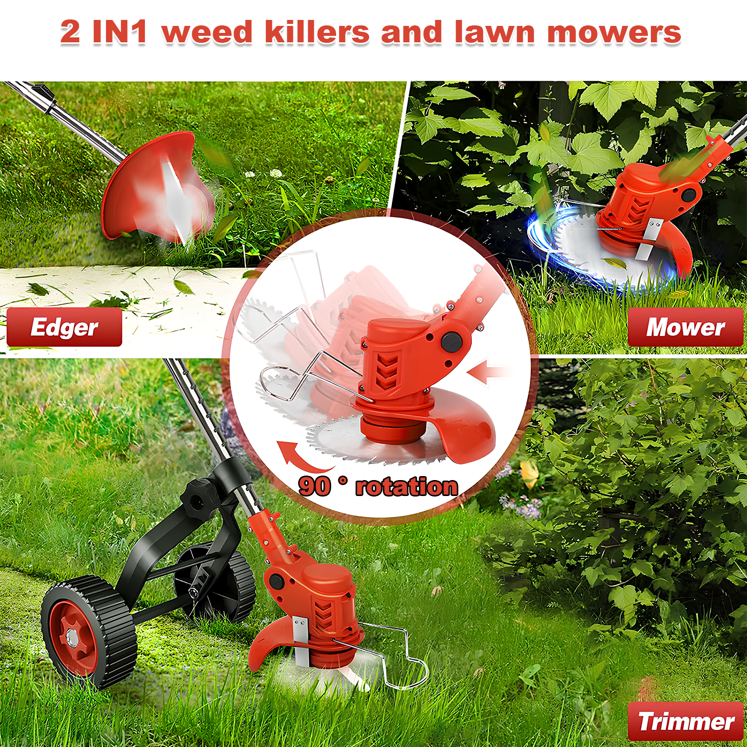 24V 2000mAh Rasenmäher Akku-Mäher / Dual Power / mit Klappe + Halterrad, Mäher Power Bürstenloser elektrischer Rasenmäher