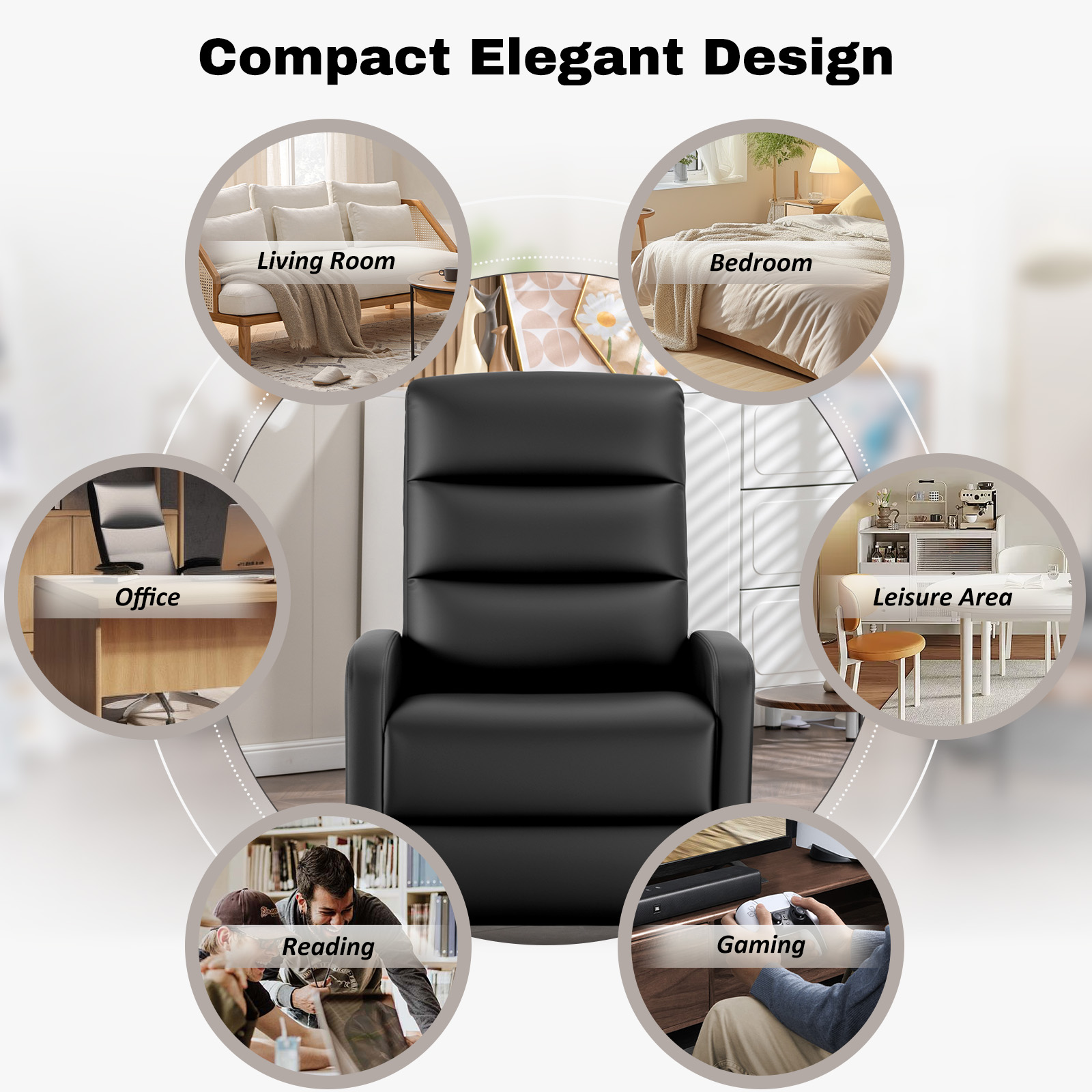 COMHOMA Fotel relaksacyjny Fotel telewizyjny z regulowanym oparciem do 160°, poduszka z pierza z podnóżkiem Pojedynczy fotel wypoczynkowy Salon Pojedynczy fotel wypoczynkowy Sypialnia Kino domowe PU