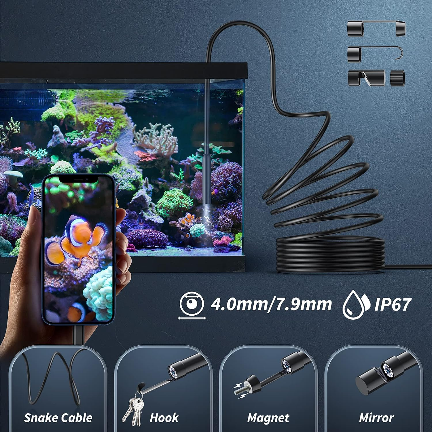8 мм 3в1 трубопроводный эндоскоп с одним двойным объективом типа C, гибкий провод, инструменты для осмотра, камера для смартфонов, автомобилей Android, Iphone 8 IOS