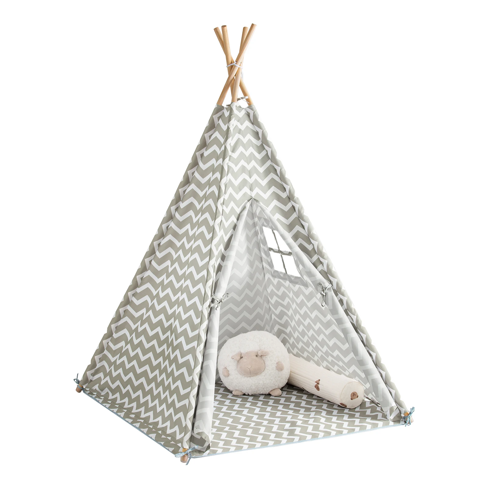 SoBuy OSS03 Tipite Tent Namiot do gier dla dzieci 1 drzwi i 1 okno Playhouse Namiot dla dzieci Indian White/Grey