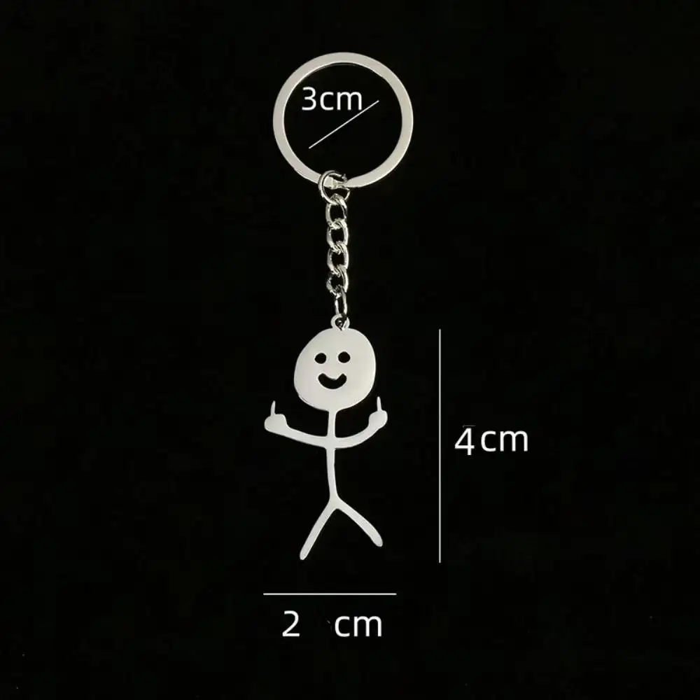 ตลกสแตนเลส Funny Guy Key CHAIN Stickman การจับคู่หัวใจพวงกุญแจกระเป๋ากระเป๋าเป้สะพายหลังจี้ตกแต่ง