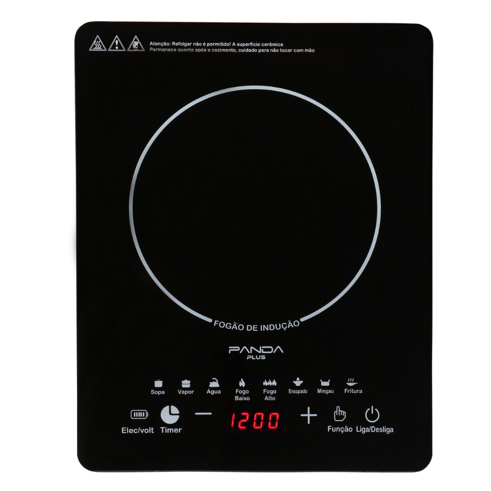 Cooktop de Indução PandaPlus Cheff Gourmet 1 Boca, Preto Bivolt, Portátil e Compacto, com Controle de Temperatura