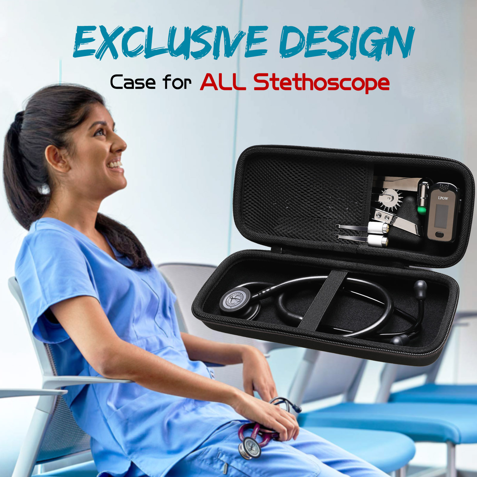 Estojo rígido LTGEM EVA para estetoscópio de monitoramento 3M Littmann Classic IV,III,II 5803 (somente estojo!)