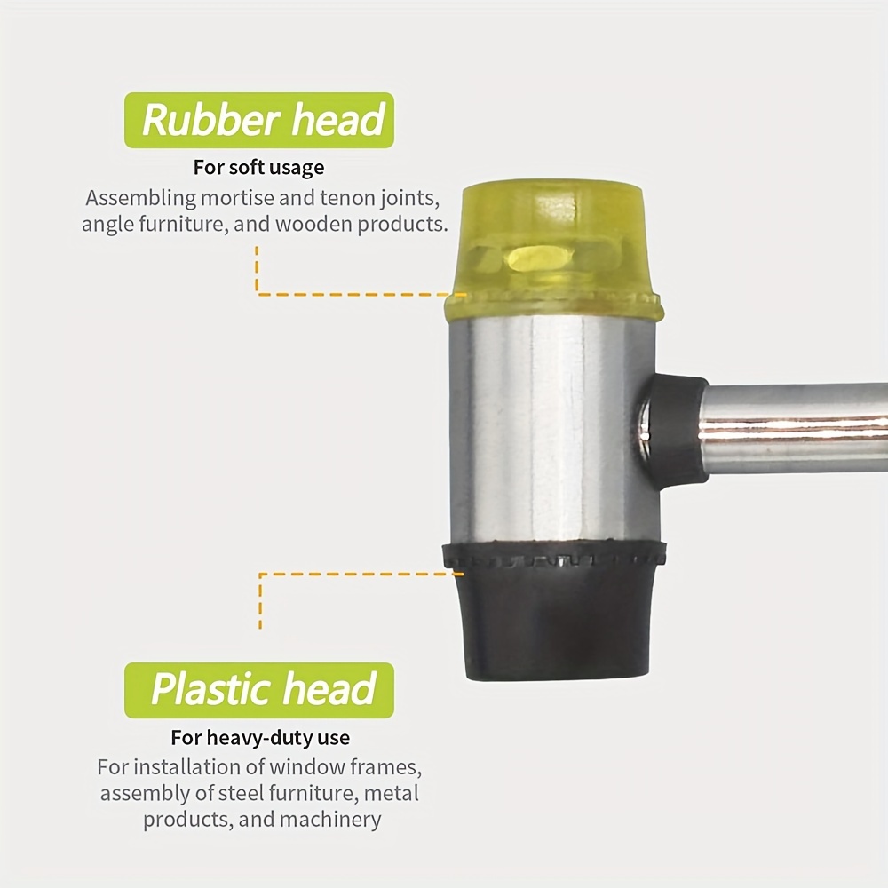 Martello in gomma bifacciale – Martello in plastica morbida per gioielli, artigianato in pelle, lavorazione del legno e installazione di pavimenti