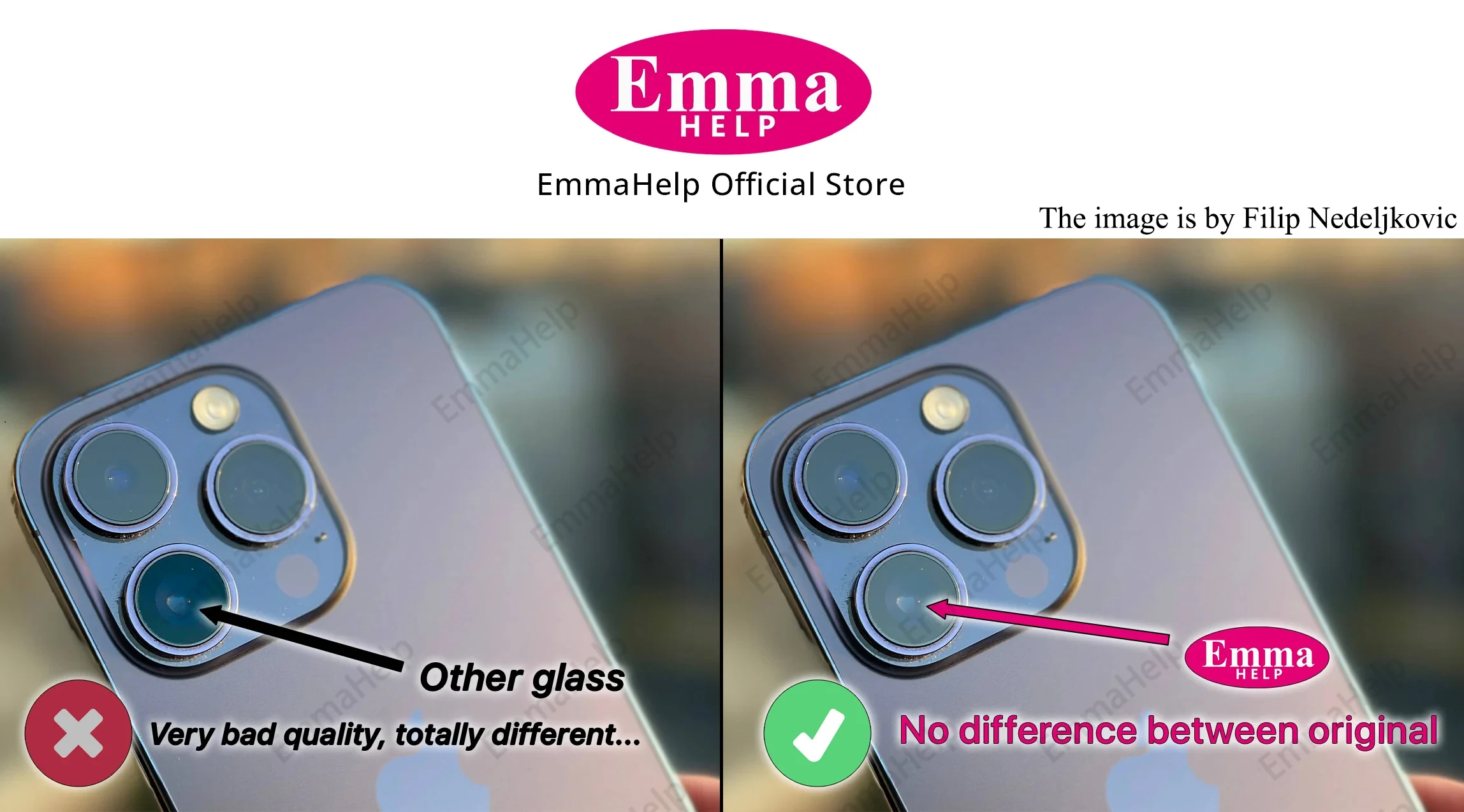 EmmaHelp 5set Original Sapphire Back Camera Glass Lens for iPhone 15 14 13 12 Pro Max 15Plus X XS XR