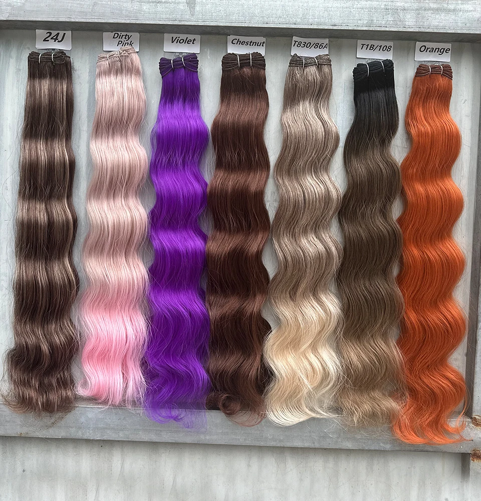Onda do corpo de chocolate tecer pacotes de extensões de cabelo de fibra sintética resistente ao calor macio natural bio humano-como extensão de cabelo