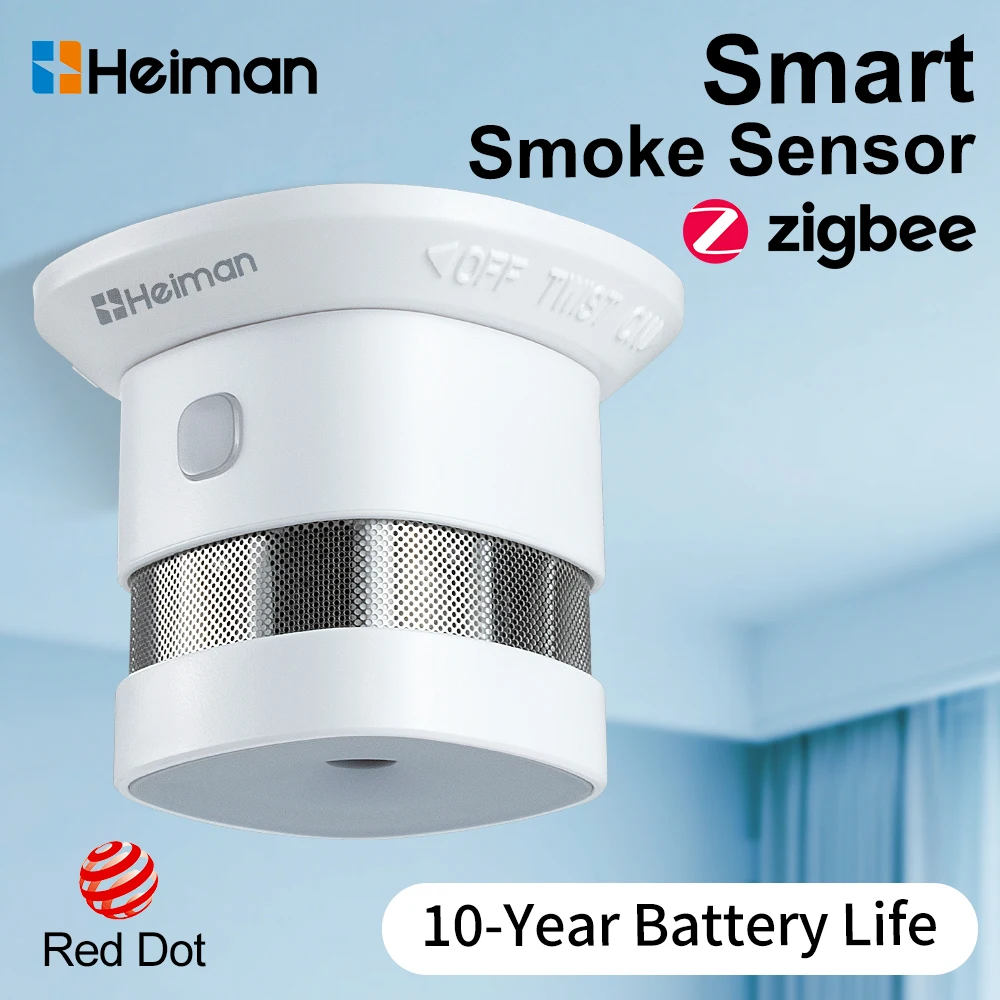 Rilevatore di fumo HEIMAN Zigbee – Sensore di allarme antincendio, alta sensibilità, sistema Smart Home, protezione di sicurezza, spedizione gratuita