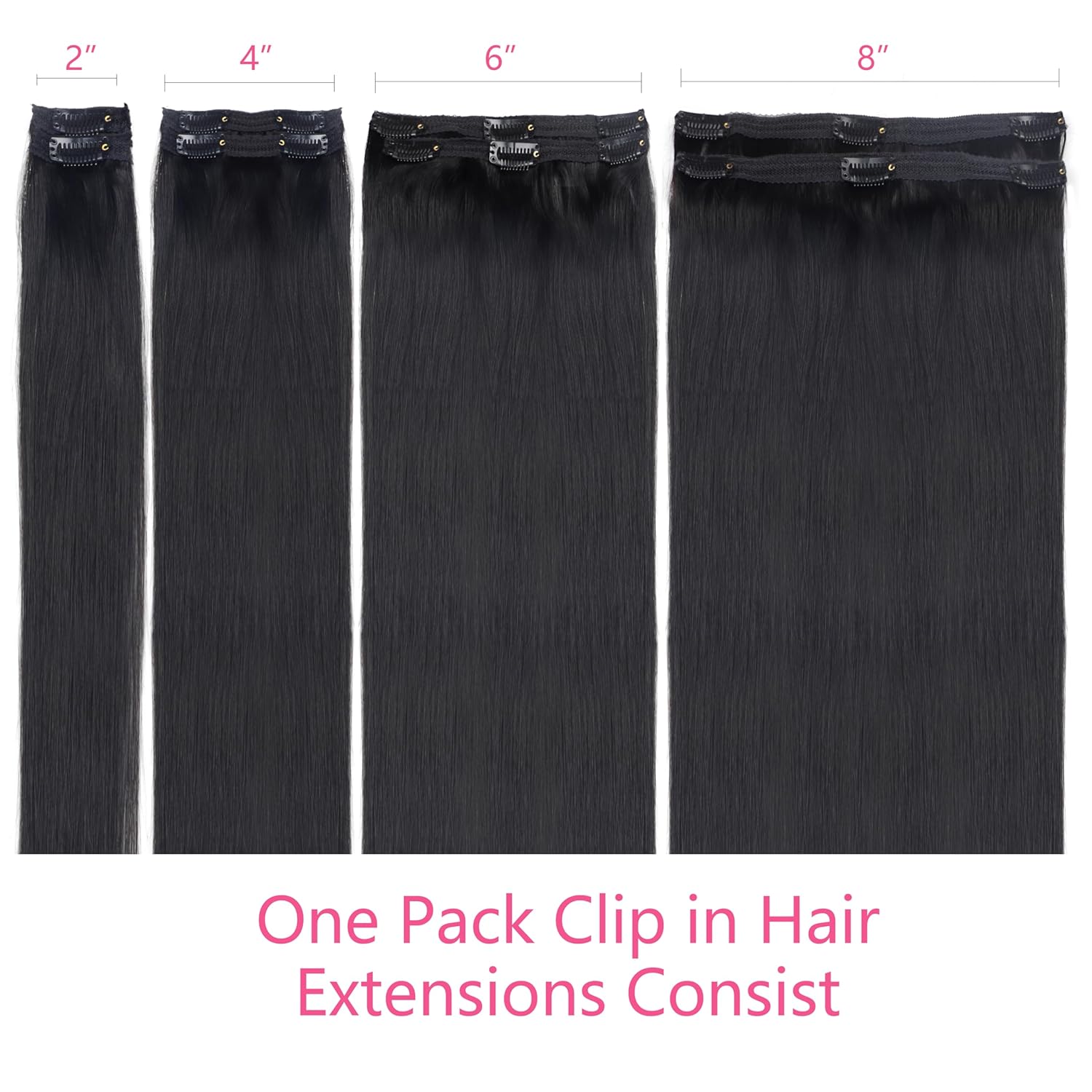 Clip droit dans les Extensions de cheveux vrais cheveux humains 8 pièces Remy pince à cheveux humains naturel doux cheveux humains 120g # 1B Noir Naturel