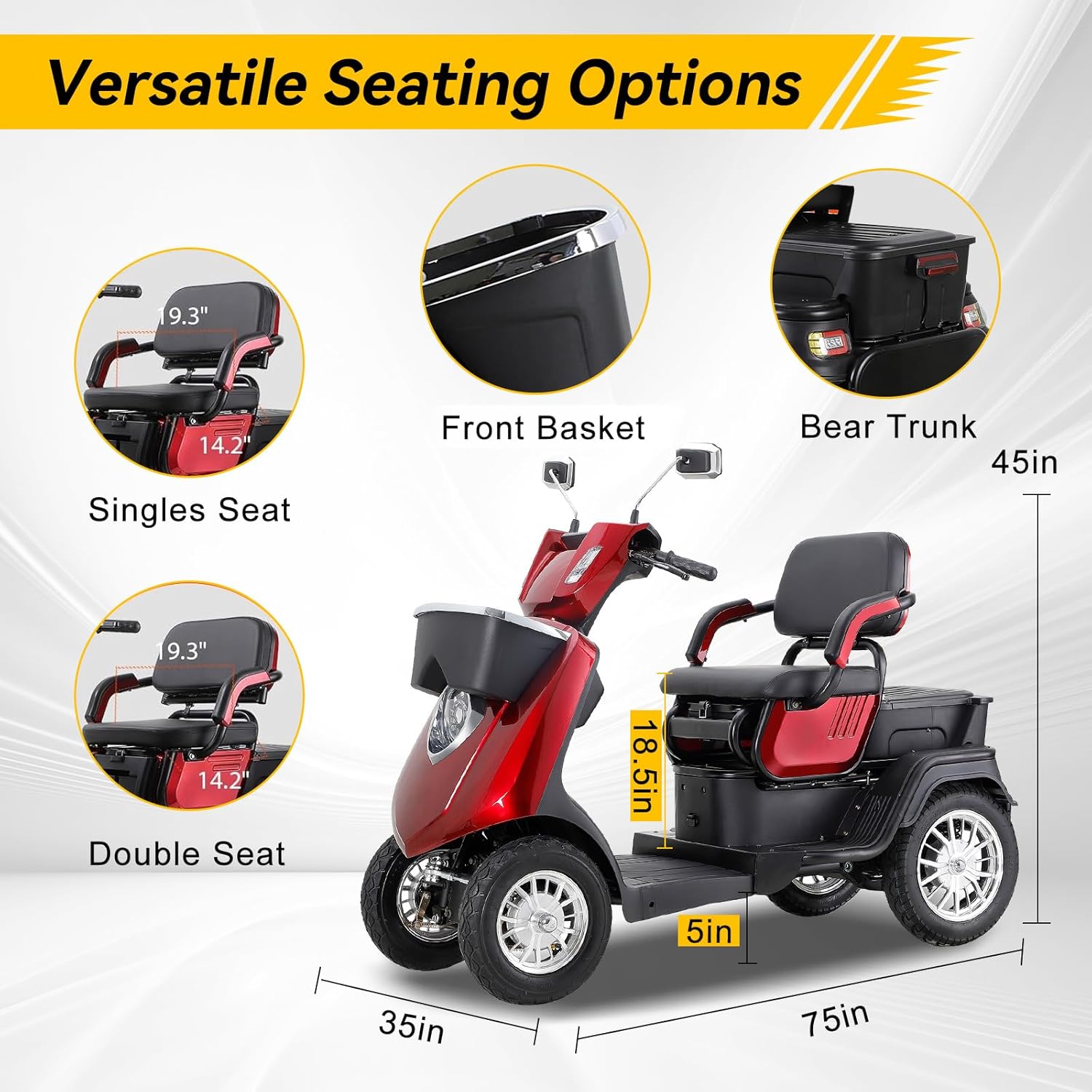 Os veículos de alta qualidade são seguros e confiáveisTipo de freio eletromagnético Scooter elétrico de lazer para idosos de quatro rodas Int