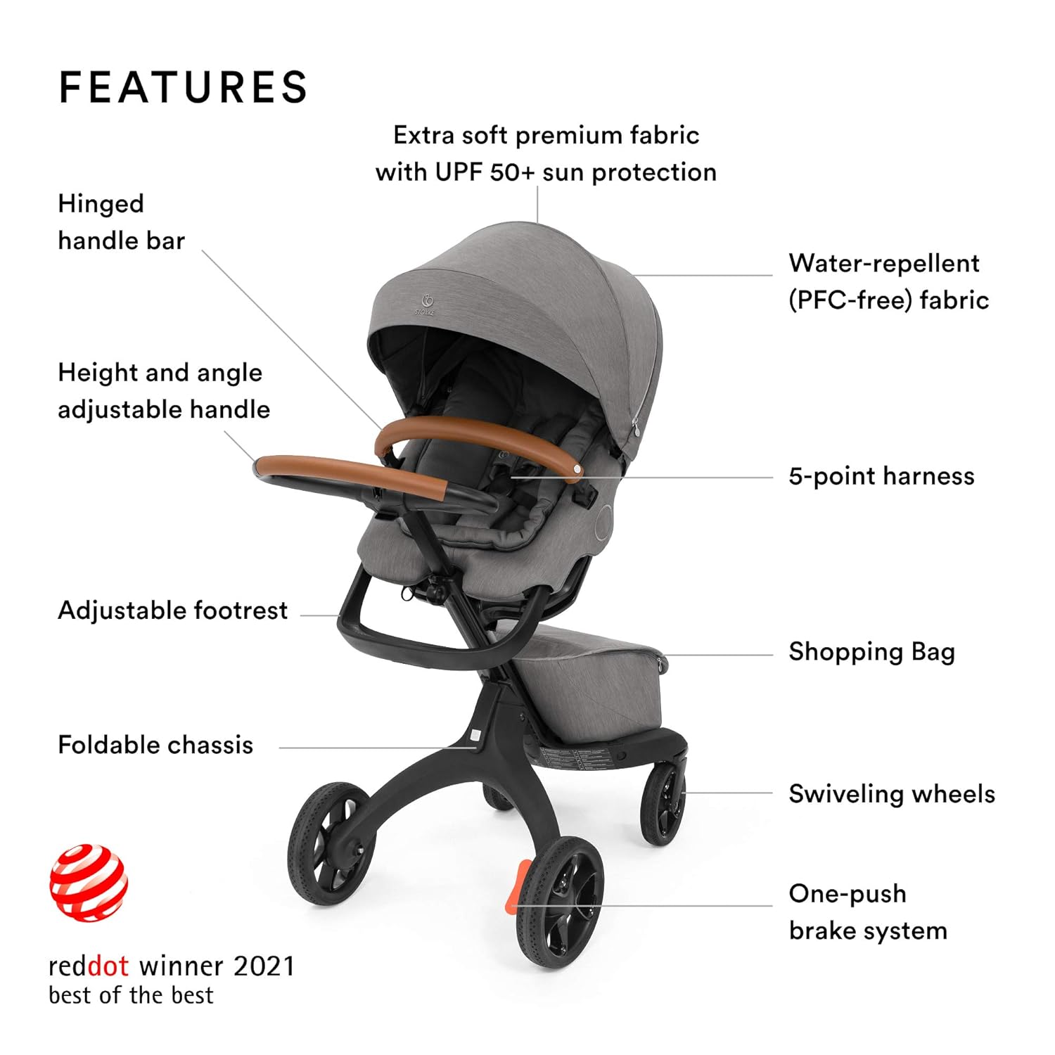 Best SELLER X Modern Grey Luxury Strolle Adjustable for Both Baby & Parents’ Comfort Padding, Harness & Reflective Zipper