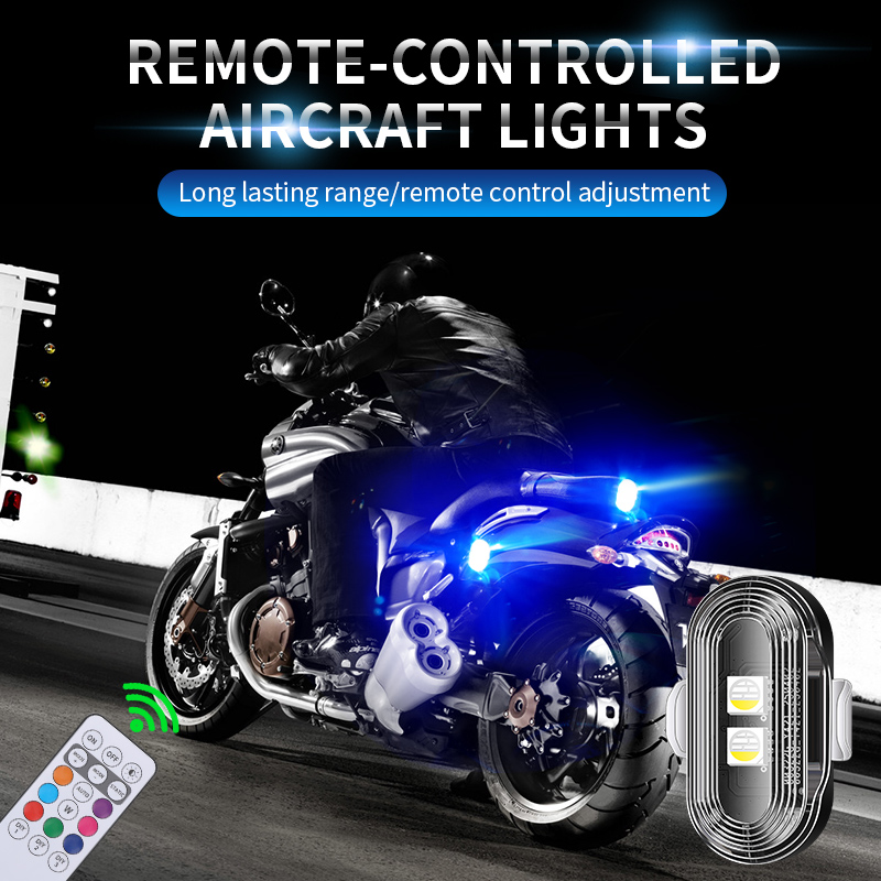 SEAMETAL Draadloos licht Vliegtuigen Vliegtuig Helikopter Waarschuwingslichten RGB Led Vliegtuigen Strobe Lights Auto Motor LED-verlichting