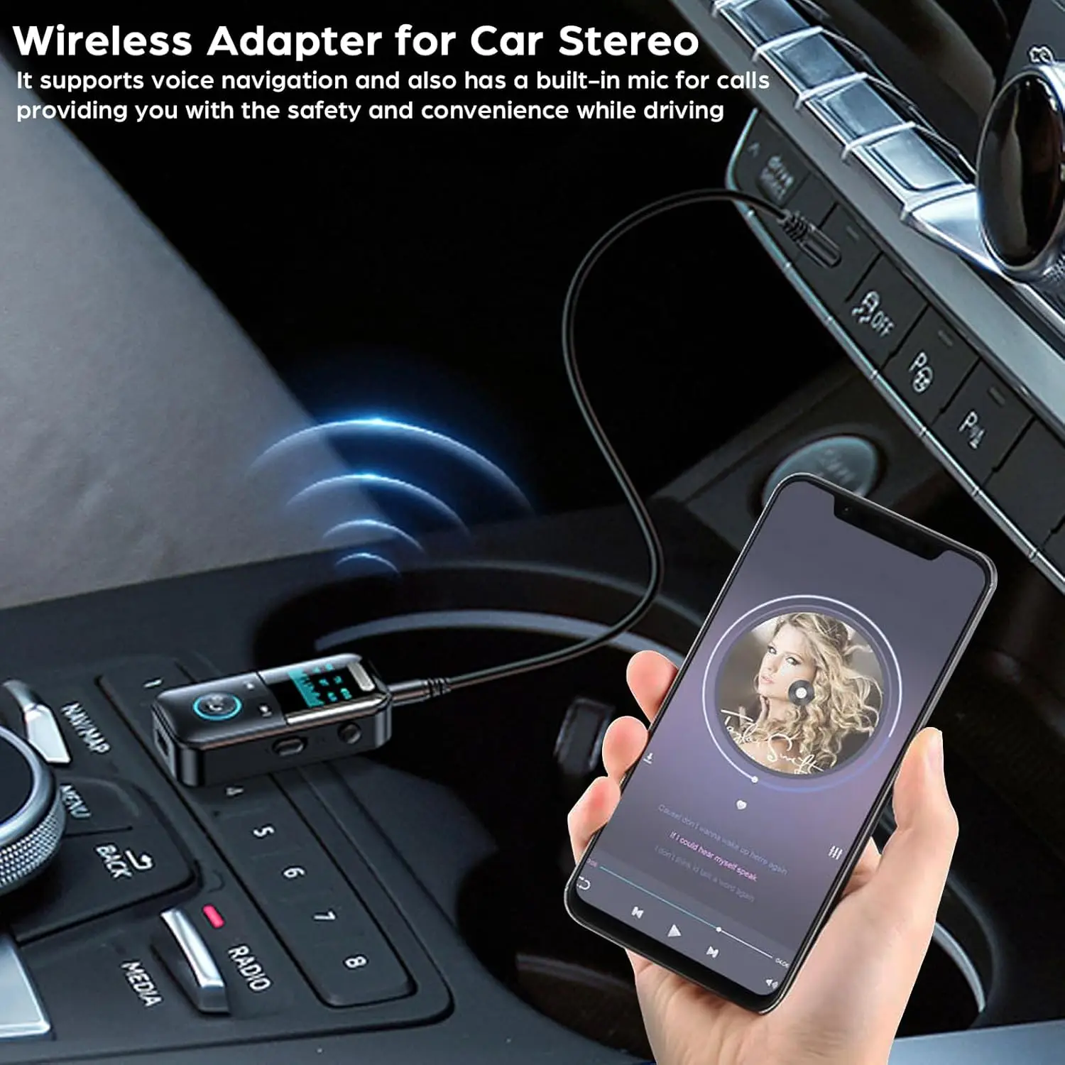 Bluetooth 5.4 Aux Adapter  Audio Receiver Transmitter 3.5mm Jack LED Display for Car/Home Stereo/Wired Headphones/Speaker/TV