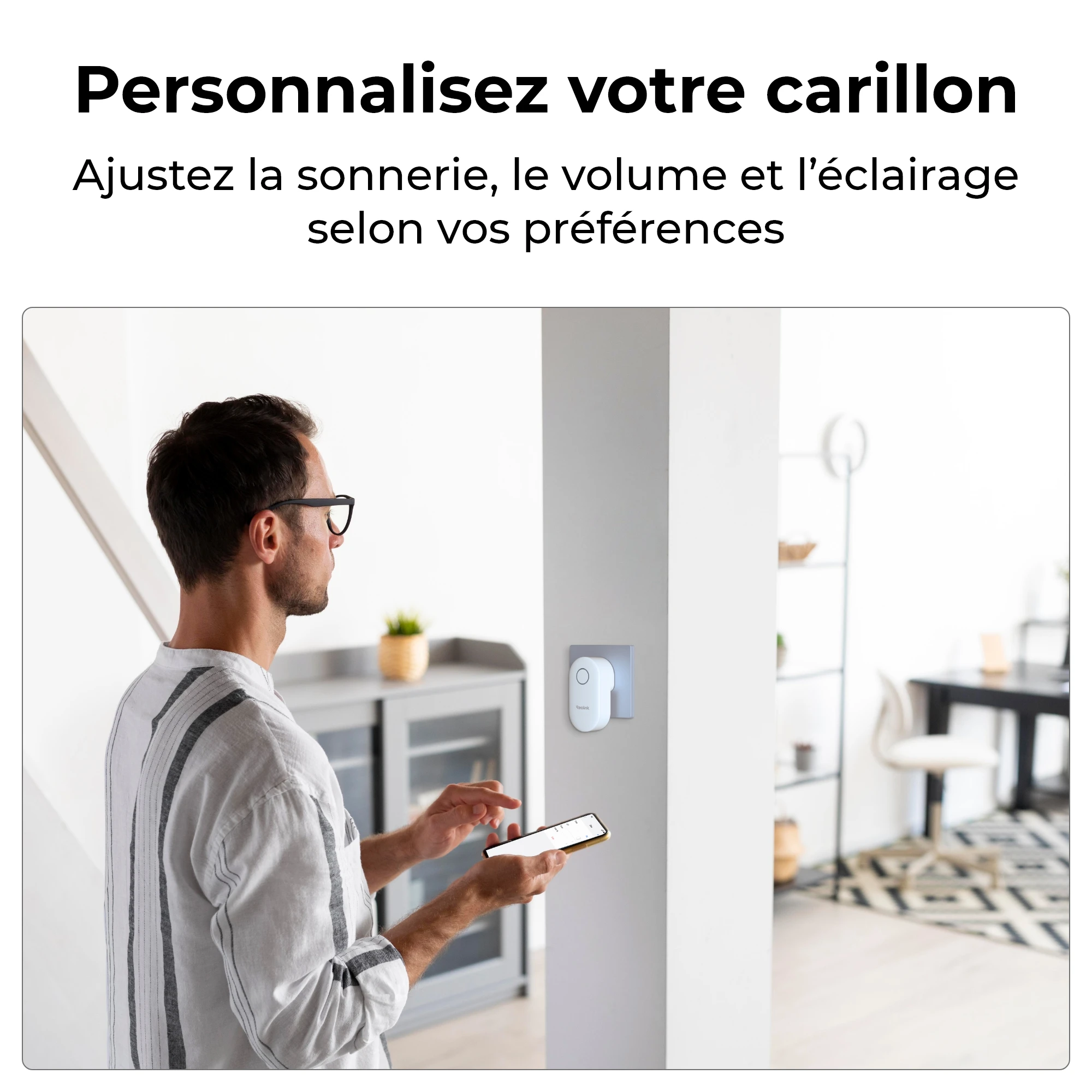 Reolink carillon, compagnon idéal pour la sonnette vidéo de Reolink, solution plug-in, contrôle à distance, sonneries, volumes et éclairages réglables