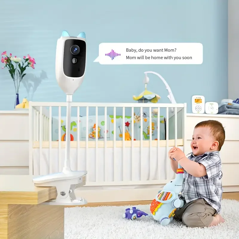 Rilevamento pianto ad alta definizione per interni WiFi da 4 MP Video baby monitor Visione notturna a colori Telecamera di rete rotante a 360 gradi