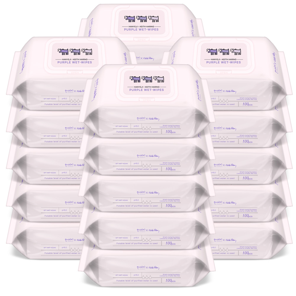 한예지 키스해링 퍼플 물티슈 100매 캡형 [총 20팩]