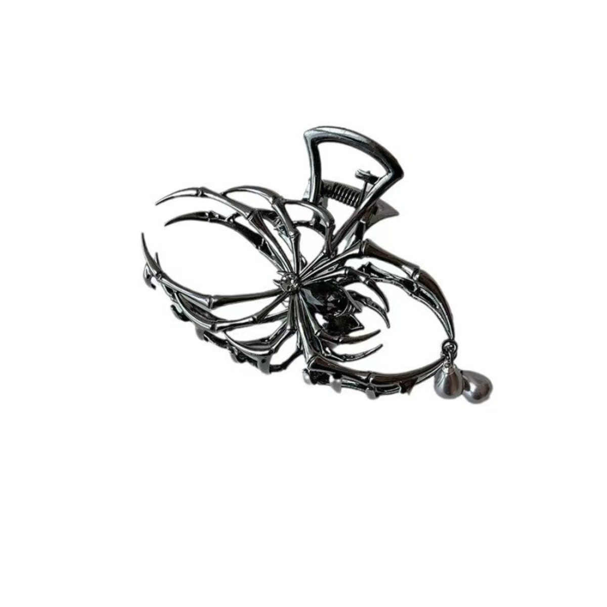 1 ชิ้นฮาโลวีนแมงมุมสีดําผม Claw คลิป Pearl Charm Design, โลหะ Gothic Punk คลิปผม Strong Hold อุปกรณ์เสริมผม