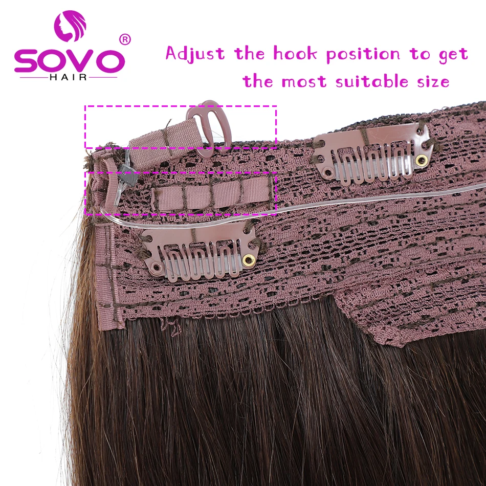 Halo extensões de cabelo com fio escondido, clipe no cabelo, Ombre cor marrom, Remy Fish Line, 100% cabelo humano, 14-28 em