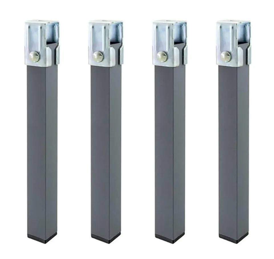 GREATOOL Juego de 4 Patas para Somier, Patas de Tubo de Sujeción de Altura Ajustable, 27cm - 37cm, Patas de Elevación de Cama Cuadradas de Metal
