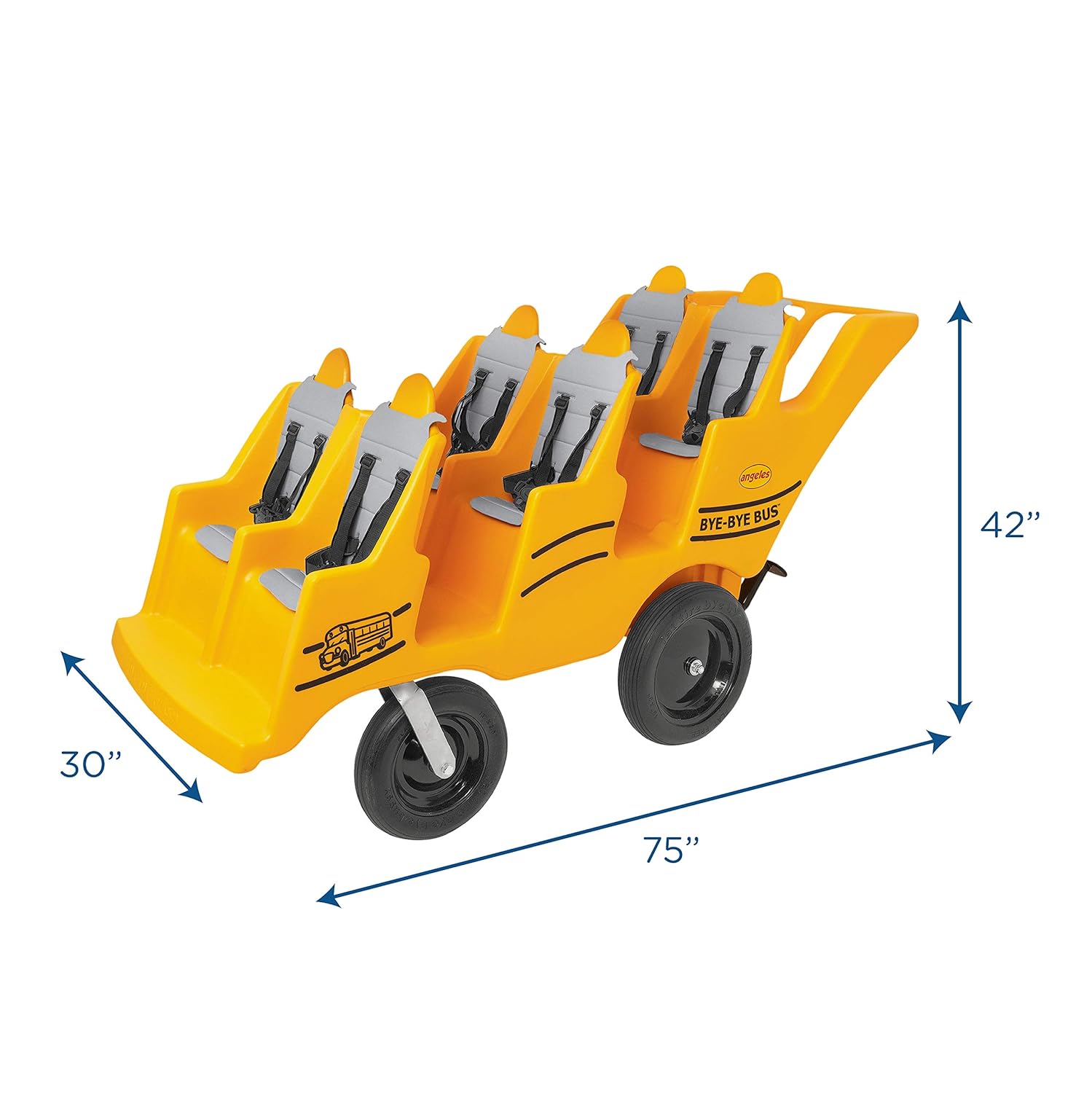 Creche multi-passageiros rolos com Never-Flat "pneu gordo, amarelo, melhor preço, garantido Angeles 6-passageiro