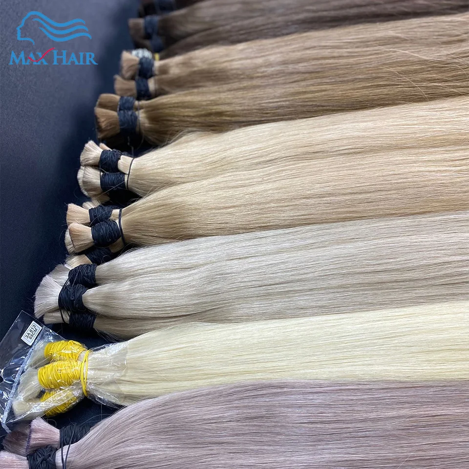 613 striaght cabelo humano sem trama 100% pacotes virgem destaque extensões originais em massa russo natural não processado cabelo loiro