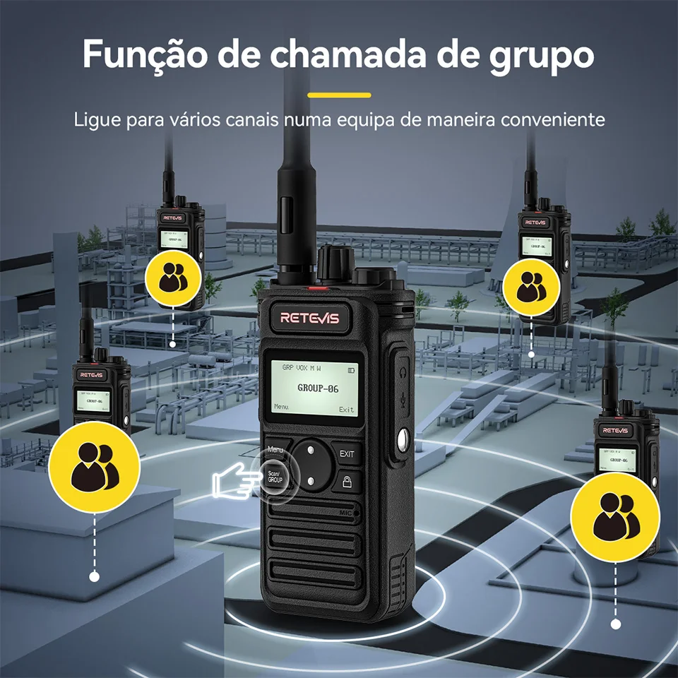 Retevis RT86S Radio de Comunicação Comunicador Walkies Talkies Official-website Walkie Talkie Rádio Comunicador Longo Alcance Longa Distância Portátil Interfone Ptt Walkie-talkie Profissional Rádios Portáteis UHF GMRS