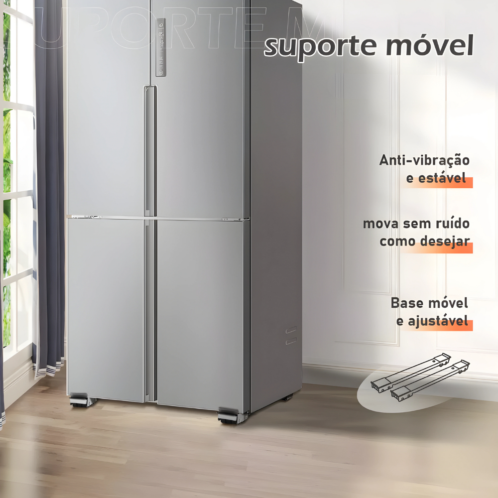 Suporte Base C/ Rodinhas Ajustável Máquina Lavar, Fogão, Geladeira E Móveis 200kg