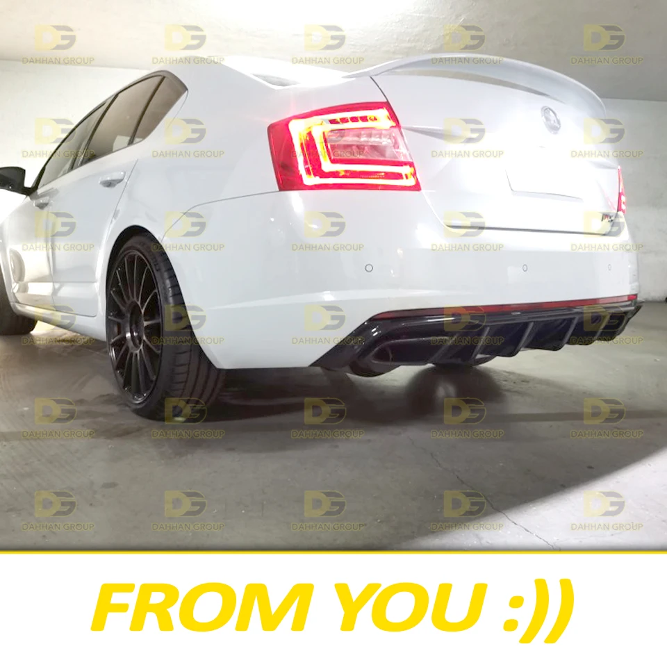 Skoda MK3 Octavia RS 2013 - 2019 MAX มีดีไซน์ด้านหลังสปอยเลอร์ L + R เอาต์พุตเปียโนเงาพลาสติกสีดำ